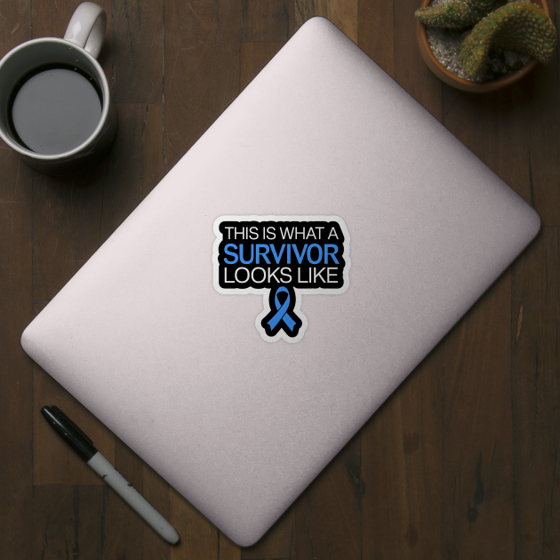 This Is What a Survivor Looks Like - Colon Cancer Awareness Blue Ribbon by ArtistTee ⭐⭐⭐⭐⭐